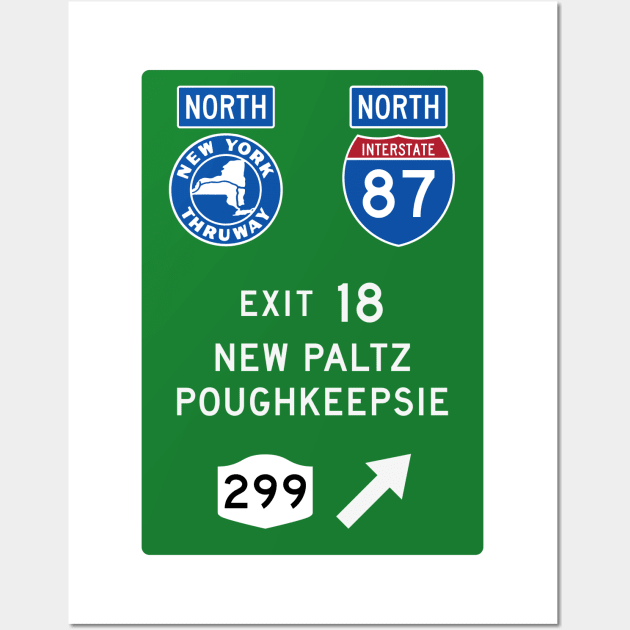 New York Thruway Northbound Exit 18: New Paltz Poughkeepsie Gunks Wall Art by MotiviTees